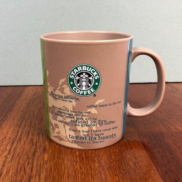 VTG Starbucks Origins Series Thanks To Manolo 18oz Mug Green Accent EUC - Picture 8 of 9